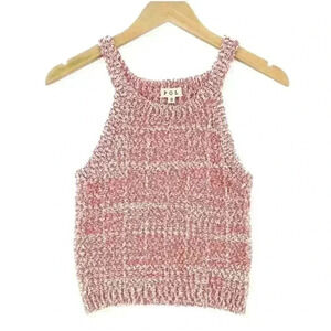 POL Halter Neckline Orange 2 Tone Knit Sleeveless Top